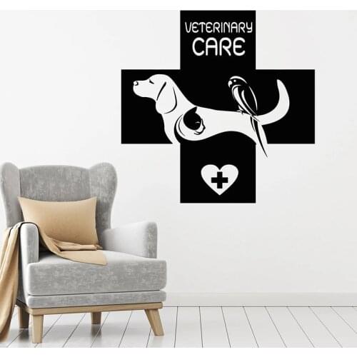 Dog Cat Parrot Wall Decal Pets Animals Veterinary Care Clinic Interior Decor Logo Door Window Vinyl Stickers Wallpaper Art E768