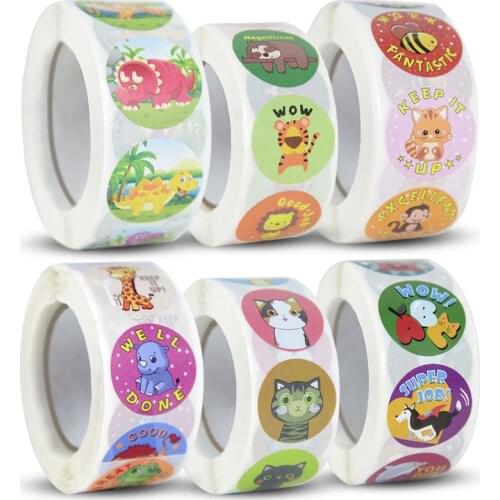 500Pcs Animals Cartoon Stickers Cat Dinosaur Lion Candy Bags Sticker Label For Baby Shower Kids Birthday Party Gifts Seal Label