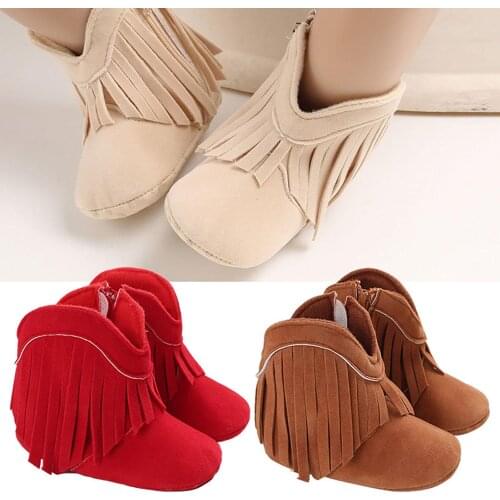 Baby Girl Boy Tassel Non-slip Warm Prewalker Toddler Shoes Snow Ankle Boots