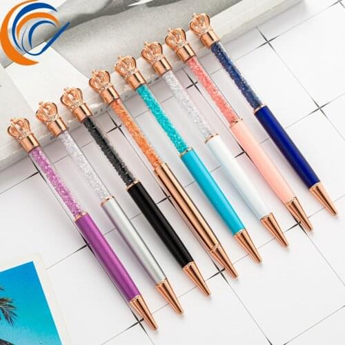 Fashion Crown Crystal Ball Point Pen 8 Pcs Per Set Business Gift Pen Custom Logo Travel Birthday New Year Christmas