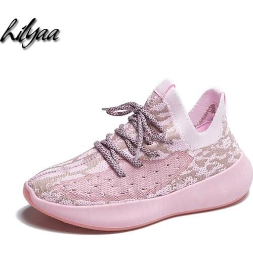 2019 New Woman Sneakers Knitted Mesh Flats Shoes Female Lace-up Casual Outdoor Flats Shoes Soft Breathable Running Sneakers Lady