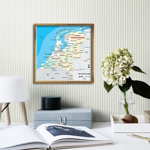60*60cm The Netherlands Orographic Map Wall Poster Decorative Picture Canvas Painting Classroom Home Decoration School Supplies