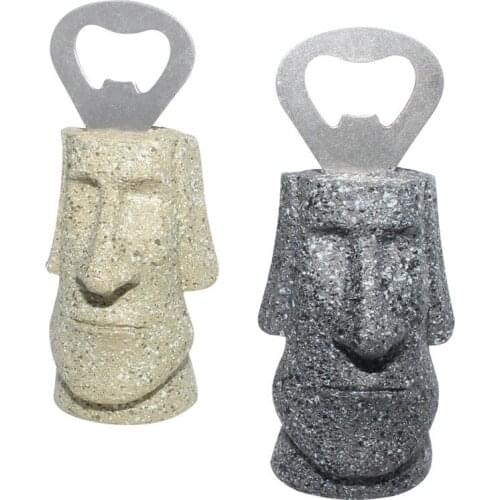 Personality Easter Island Stone Man Bottle Opener Creative Handle Bottle Opener Interesting Home Kitchen Supplies Resin Crafts