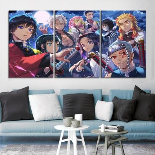 3Pcs Demon Slayer Kimetsu No Yaiba Japan Anime Posters Wall Art HD Pictures Canvas Home Decor Accessories Paintings Decoration