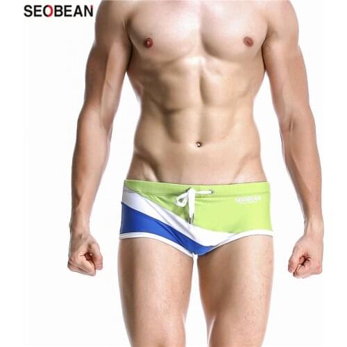 SEOBEAN Summer Mens Swimsuit Fashion Holiday Beach Sports Swimming Suits Patchwork Swimming Trunks