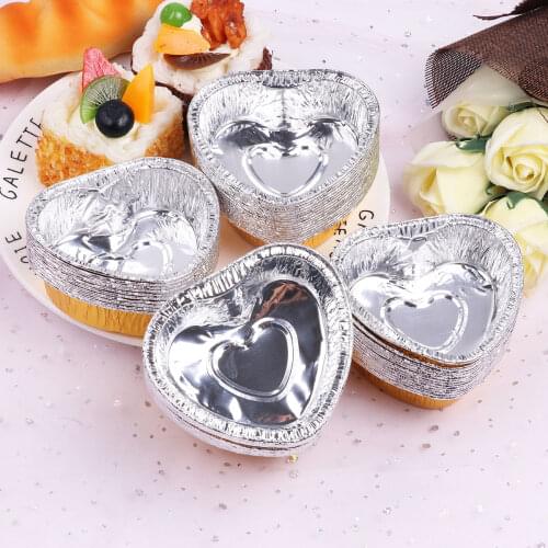 Pack Of 60 Baking Cups Aluminum Foil Cupcake Heart Shaped Disposable Mini Cupcake Muffin Baking Cups Bake Utility Ramekin