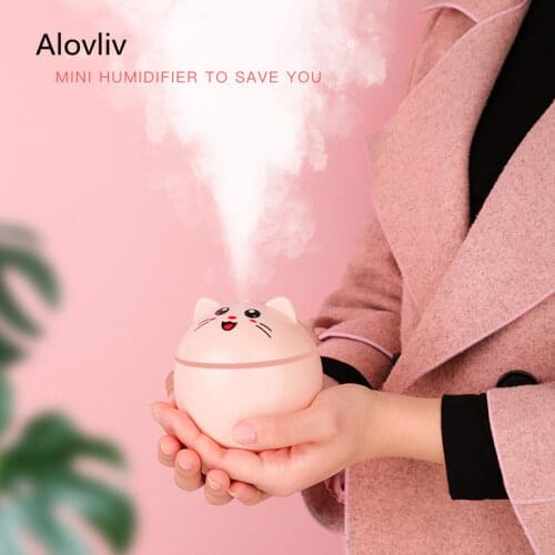 200ml Cute Cat Ultrasonic Air Humidifier Car Humidifiers with LED Lamps Mini Mist Maker Portable Office Desktop Air Purifier