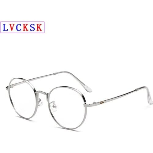 Stainless Steel Vintage Round Transparent Glasses Women Men Spectacle Students Myopia Optical Prescription Glasses Frame 4Color