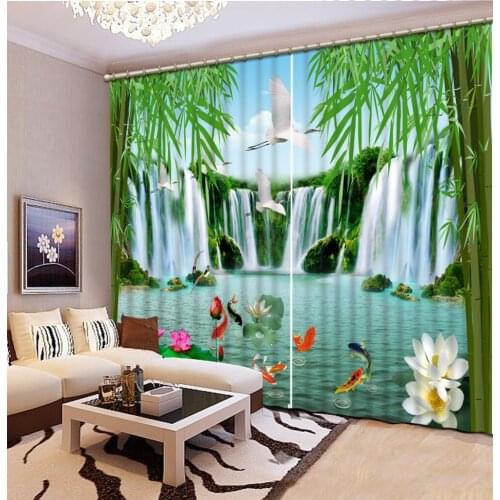 Waterfall curtains Nature personality style alley photo print 3d curtain Mediterranean Garden Door curtain