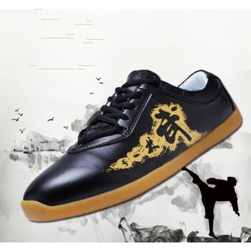 High Quality Cowhide Tai Chi Shoes Soft Genuine Leather Kung Fu Wushu Shoes Martial Arts Sneaker Sports Footwear Red Black White