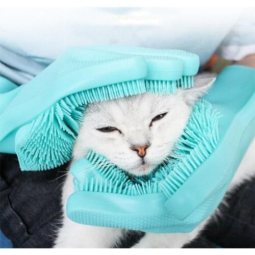 Yooap Pet Dog Cat Bath Brush Gloves Soft Silica Glove Hair Fur Grooming Massaging Pet Hair Deshedding Brush Dog Cleaning Tools