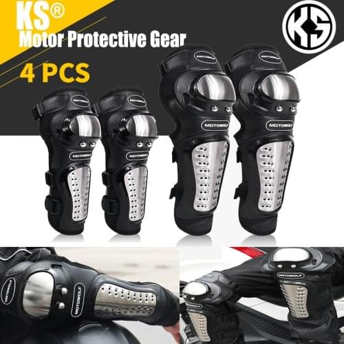 4PCs Motorcycle Protective Gear Elbow Guards Knee Pad Adjustable Racing Off-Road Protective For Motocross Cycling Skating Racing