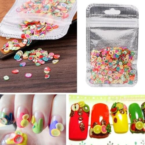 1000PCS/Bag 3D Fruit Fur Shape Polymer Clay DIY Nail Art Tip Sticker Decoration X7YB