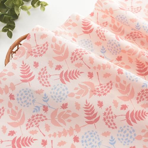 145x50cm Pure Cotton Pink Flower Branch Sewing Fabric ,aking Clothes and Dresses Shirt Childrens Pajamas Handmade DIY Cloth