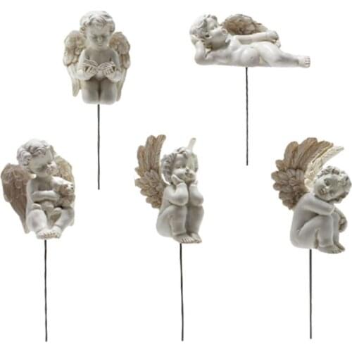 5 Decorative Angel Garden Wooden Pile Flower Bed Miniature Angel Statue Home Decoration Accessories Home Decoration Ornaments
