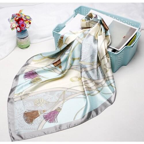 20pcs Autumn Square Scarf Women 90*90cm Dot Cashew Flower Silk Satin Scarf