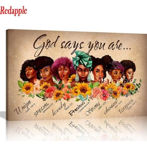 African American God Says You are Sunflower Diamond Painting 5D DIY Picture of Rhinestones Embroidery Cross Stitch Home Decor