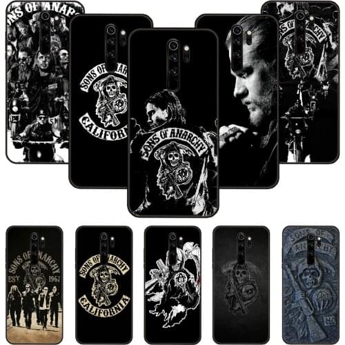 Phone Case For Xiaomi Redmi Note 8 8T 7 7A 9 9S 8A 4 5 Pro Black Cover Back Luxury Shell Silicone TV Sons of Anarchy Skull