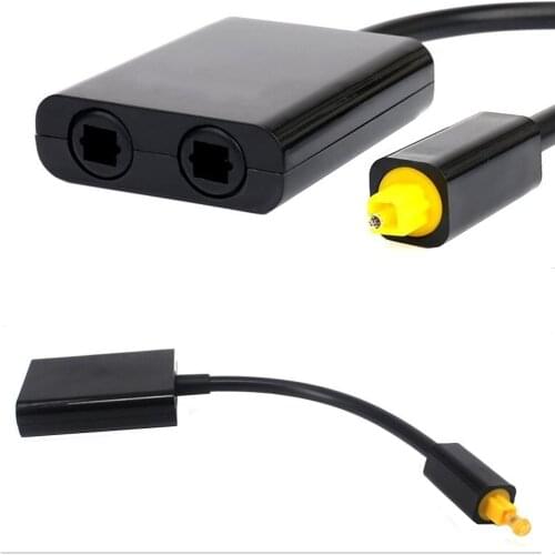 ERE Digital Optical Fiber Splitter 1 in 2 Out Optic Audio Splitter Fiber Optical Cable Splitter Black