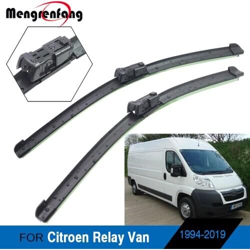 For Citroen Relay Van Car Soft Rubber Wiper Blade Frameless Front Windscreen Wiper Blades J Hook & Push Button Arms 1994-2019