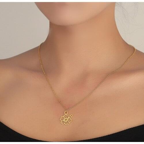 Hibiscus Rosemallows Gold Flower Necklace For Women Ladies Mothers Day Gift new Gold Chain new Jewelry Accessories