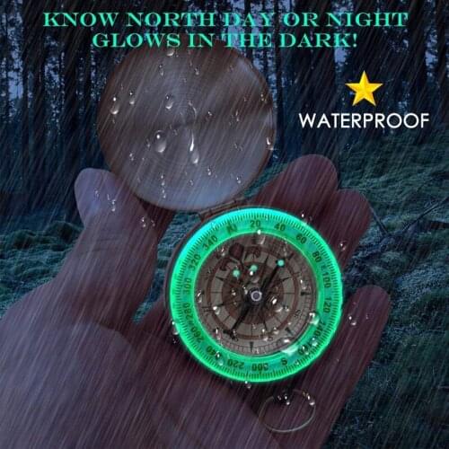Camping Survival Compass Glow in the Dark Metal Pocket Compass for Hiking Hunting Outdoor Military Navigation Tool