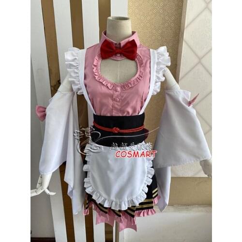 Demon Slayer Kimetsu no Yaiba Kanroji Mitsuri Maid Uniform Dress Cosplay Costume Halloween Party Suit For Women Outfit Customize