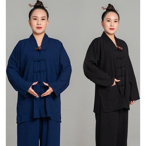 Hot Sale Spring And Autumn Tai Chi Clothing Mens And Womens Cotton And Silk Robe Morning Exercise Clothing Martial Arts Suit