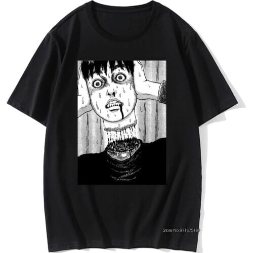 Horror Halloween Ho Junji Ito Red Turtleneck T-Shirt Man Male Tshirt Retro Tee Shirt Purified Cotton Tops Vintage T Shirts