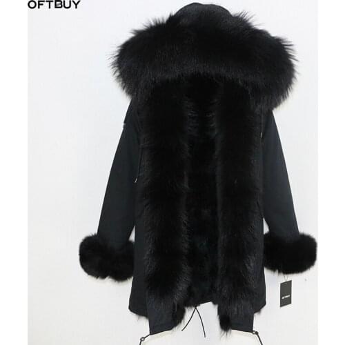 Winter Jacket Women Brand New Parka Real Fur Coat Natural Raccoon Fur Collar Real Fox Fur Liner Thick Warm Outerwear Streetwear