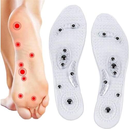 Magnetic Massage Insoles for Women Men Foot Acupressure Weight Loss Transparent Shoes Pads Therapy Slimming Insole Feet Care Pad