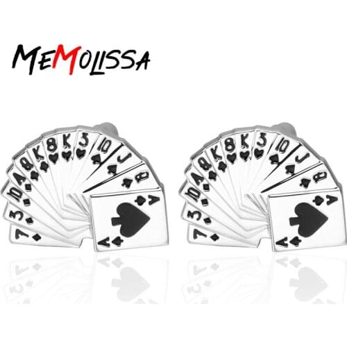 MeMolissa 3 Pairs Shipping Playing Card Cufflinks Wholesale&retail Novelty Casino Poker Design Quality Brass Material Best Gift
