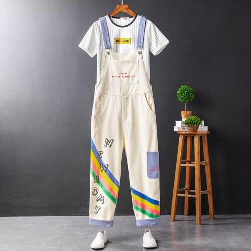 Ins Mens Hip-hop Casual Loose Overalls Straight Long Trousers Letters F37