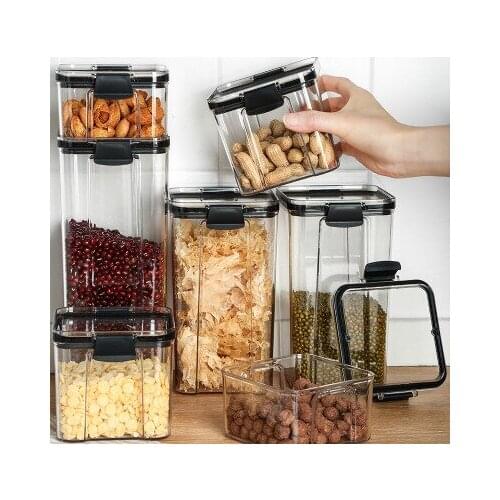 New square transparent silicone seal pot crisper kitchen grain storage tank snack nuts receive cans of food containers