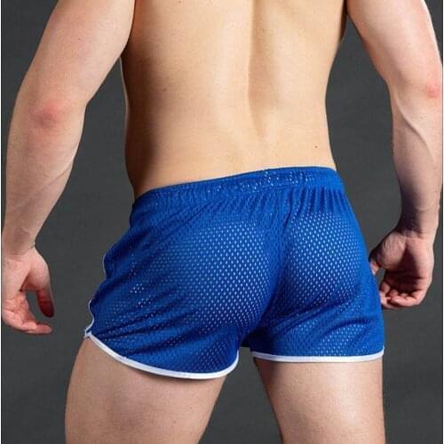 New Gym Mens Sport Running Shorts male quick-drying breathable sexy beach outdoor leisure fitness training pants