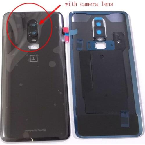 Original For oneplus 6 Battery cover back rear door housing For oneplus6 back frame replace glass spare parts with camera lens