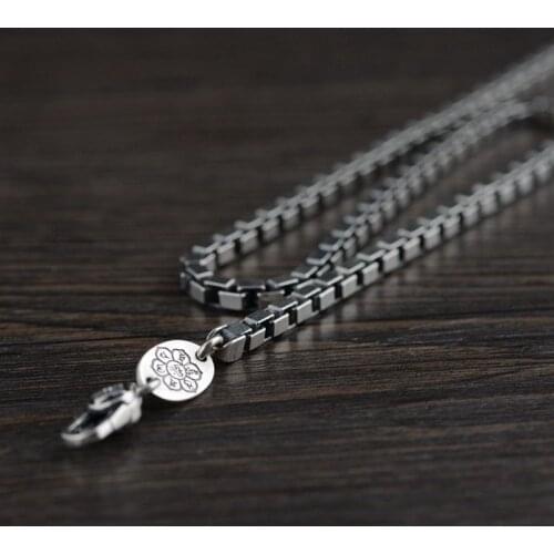925 Sterling Silver Necklace Men Box Chain Steampunk Fine Jewelry Hip Hop Kpop Necklaces Rock Male Accessories Luxury Jewellery