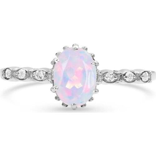 Popular Cute Oval Opal Crystal Micro-Inlaid Zircon Ring for Women Party Wedding Jewelry Accessories Korean Size 6-10