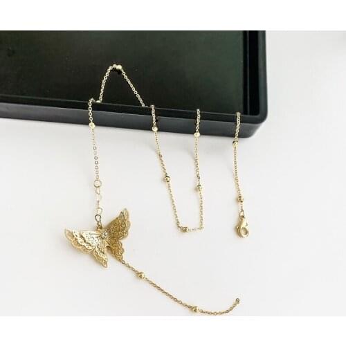 Origin Summer Korean Fashion Gold Color Butterfly Dangle Earings for Women High Street Multilayer Necklace Jewelry Accessories