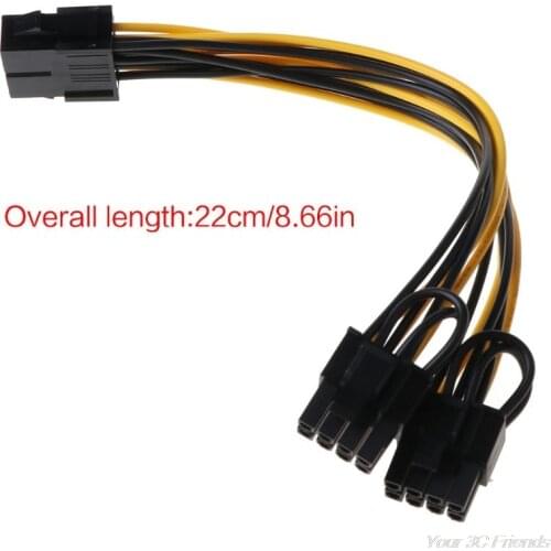 CPU 8-Pin To Double PCI-E 8-Pin (6P+2P) Splitter Cable Power Supply Cord 25cm F19 21 Dropshipping