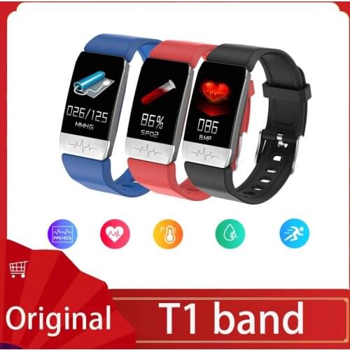 T1 Smart Watch Body Temperature ECG Fitness Watch Heart Rate Monitor Music Control Sport Band Smartwatch for iOS Android