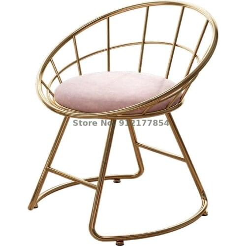 Makeup stool simple modern net red ins wind dressing table stool girls bedroom home wrought iron back dressing chair