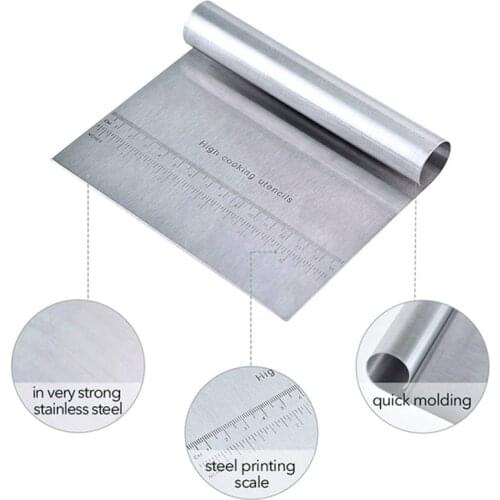 Pizza Dough Scraper Stainless Steel Baking Pastry Spatulas Fondant Cake Cutter Tools FBE2