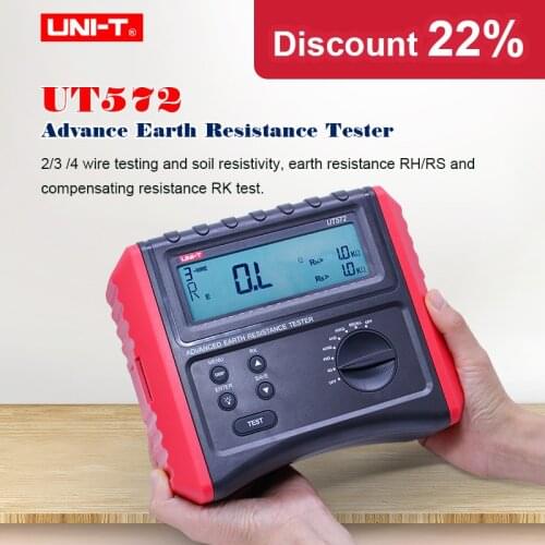UNI-T UT572 Advance Earth Reistance Tester;Ground Resistance Test;Soil Resistivity Test;234 wire test Data Storage LCD Backlight