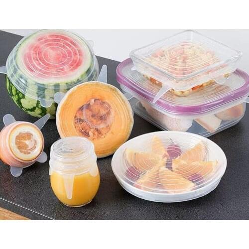 6pcs Net Snowflake Silicone Stretch Lids Universal Lids to Keep Food Fresh Storage Stretch Covers for Fruit,Cup,Bowl,Dish