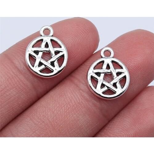 WYSIWYG 20pcs 16x12mm Antique Silver Color Five-Pointed Star Charms Pendant For Jewelry Making DIY Jewelry Findings