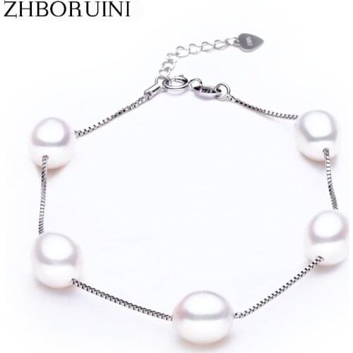ZHBORUINI Charm Bracelet Pearl Jewelry Natural Freshwater Pearl High Quality 925 Sterling Silver Pearl Bracelets For Women Gift