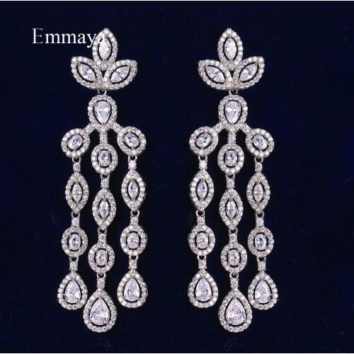 Emmaya New Arrival Round And Waterdrop Appearance Tassel AAA CZ Long Earring Women&Girls Distinctive Dress-up In Dinner