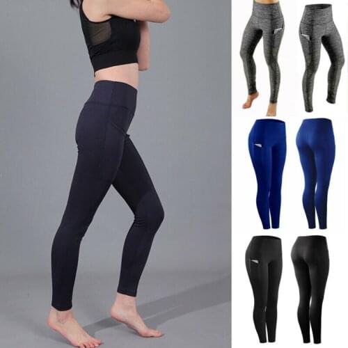 New Style Women Yoga Pants Fitness Running Gym Stretch Sports High Waist Pants Trousers Skinny Casual With Pocket Fashion 2019