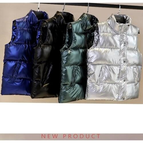 2021 Vest Women Winter Warm Korean Down Vest Waistcoat Glossy Bright Sleeveless Jacket 3XL,4XL Plus Size